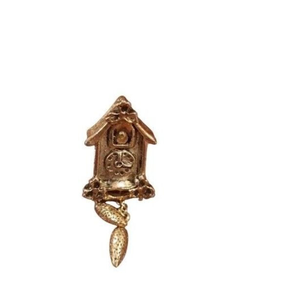 Vintage Avon Cuckoo Bird Clock Tie Tack Movement Dangle chains Lapel Pin - Picture 5 of 5